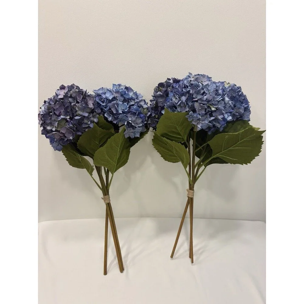 Pottery Barn Faux Blue Hydrangeas Flower Bouquets Set Of 2 Artificial Floral Ste